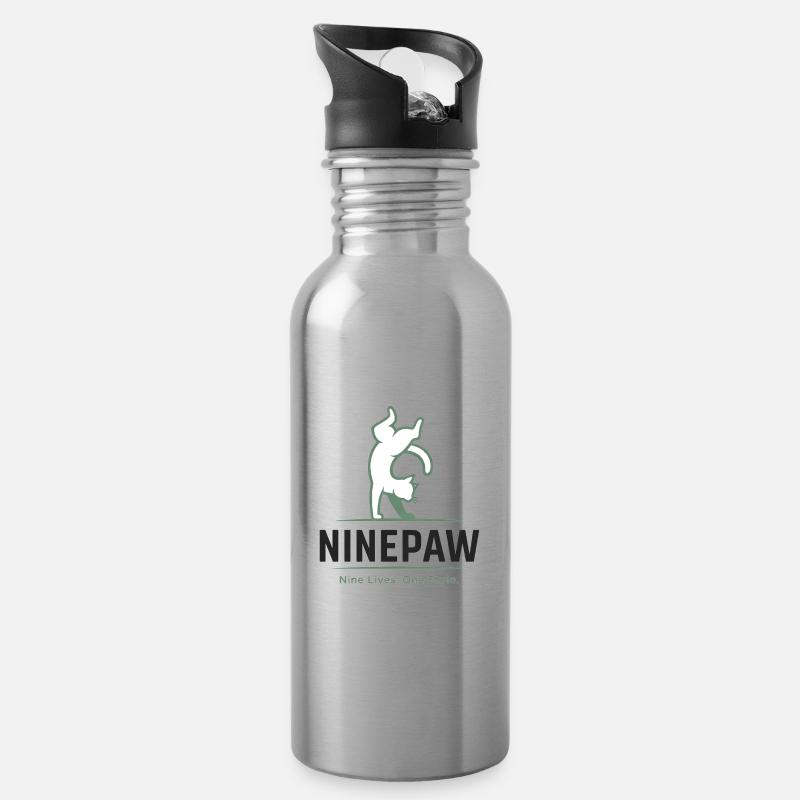 Ninepaw Logo - Trinkflasche mit integriertem Trinkhalm - Lightsilver