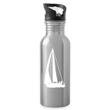 Voile - Voilier - Voile - Gourde avec paille intégrée - argent clair - Droite