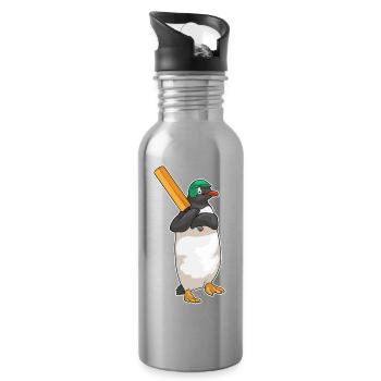 Penguin Cricket Cricket Bat - Water bottle with straw - silver - Right
