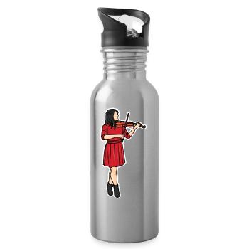 Violinist Drawing - Water bottle with straw - silver - Right
