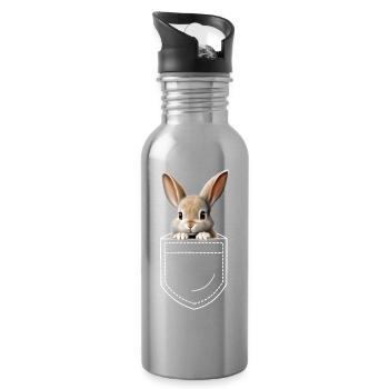 Lapin Lapin - Gourde avec paille intégrée - argent clair - Droite