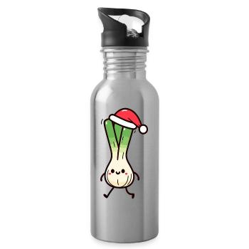 St. Nicholas Christmas Linen - Water bottle with straw - silver - Right