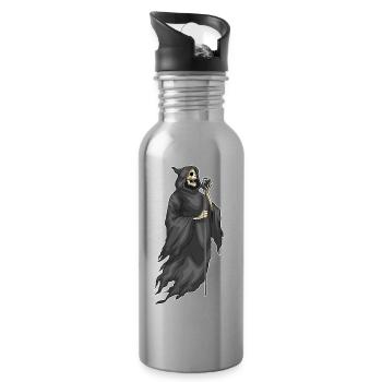 Grim Reaper Halloween Singing - Water bottle with straw - silver - Right