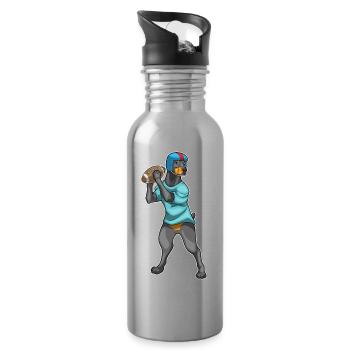 Sports de football américain doberman - Gourde avec paille intégrée - argent clair - Droite