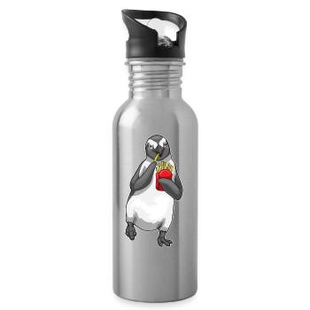 Penguin French fries - Water bottle with straw - silver - Right