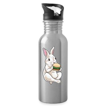 Bunny Cheeseburger - Water bottle with straw - silver - Right