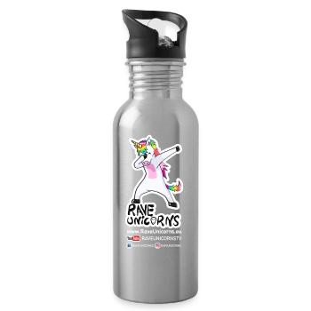 Rave Unicorns Fans - Trinkflasche mit integriertem Trinkhalm - Lightsilver - Rechts