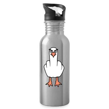 Mouette majeur insulte doigt puant vilain - Gourde avec paille intégrée - argent clair - Droite