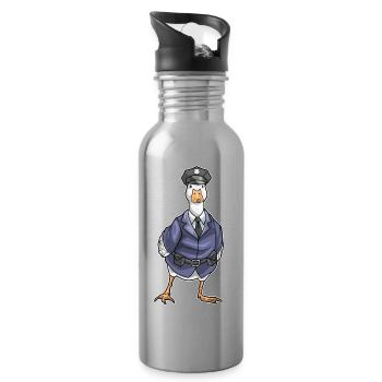 Canard Policier Police Casquette Police - Gourde avec paille intégrée - argent clair - Droite