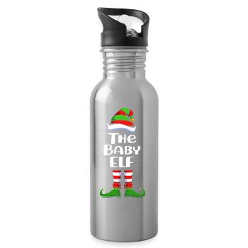 Bébé progéniture elfe elfe cadeau de Noël - Gourde avec paille intégrée - argent clair - Droite