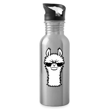 Lama Wütend Cool Sonnenbrille Pelzig Alpaka Sauer - Trinkflasche mit integriertem Trinkhalm - Lightsilver - Rechts