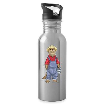 Otter Landwirt Eimer Bauernhof - Trinkflasche mit integriertem Trinkhalm - Lightsilver - Rechts