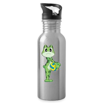 Frog Volleyball Player Volleyball Sports - Water bottle with straw - silver - Right