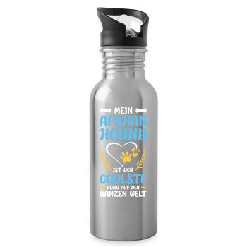 Mein Afghan-Hund: Coolster der Welt - Trinkflasche mit integriertem Trinkhalm - Lightsilver - Rechts