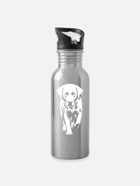 Labrador – Zeitlose Eleganz - Trinkflasche mit integriertem Trinkhalm - Lightsilver