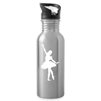 Dancing Silhouette Ballet - Water bottle with straw - silver - Right