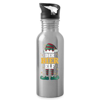 Noël de l’Elfe de la Bière - Gourde avec paille intégrée - argent clair - Droite