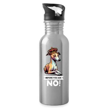 Before You Ask Whippet Windhund Whippets Windhunde - Trinkflasche mit integriertem Trinkhalm - Lightsilver - Rechts