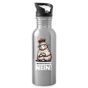 Before you ask: sheep, sheep, shepherd, sheep farmer - Water bottle with straw - silver - Right