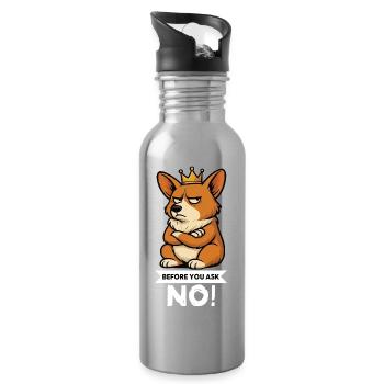 Before You Ask Corgi Corgi Welsh Corgi Corgi Dog - Water bottle with straw - silver - Right