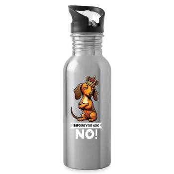 Before You Ask Dackel Dackelbesitzer Dackelhalter - Trinkflasche mit integriertem Trinkhalm - Lightsilver - Rechts