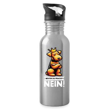 Before you ask: Airedale Terrier Airedales - Water bottle with straw - silver - Right