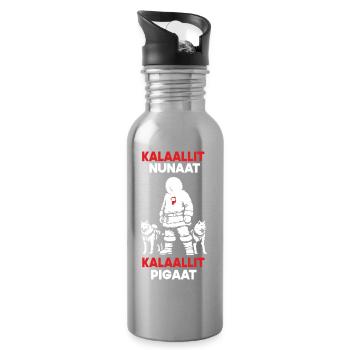 Grönland Design - Kalaallit Nunaat - Trinkflasche mit integriertem Trinkhalm - Lightsilver - Rechts