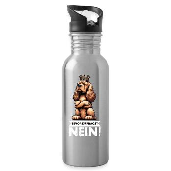 Before you ask: Cocker Spaniel Cocker Dog - Water bottle with straw - silver - Right