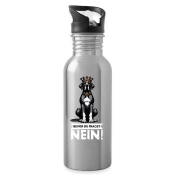 Bevor Du Fragst Deutsche Dogge Doggenbesitzer - Trinkflasche mit integriertem Trinkhalm - Lightsilver - Rechts