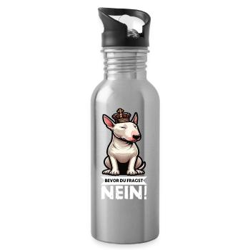 Bevor Du Fragst Miniatur Bullterrier Bully Bullys - Trinkflasche mit integriertem Trinkhalm - Lightsilver - Rechts