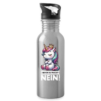 Avant que vous ne demandiez, pas de licorne licornes fan de licorne - Gourde avec paille intégrée - argent clair - Droite