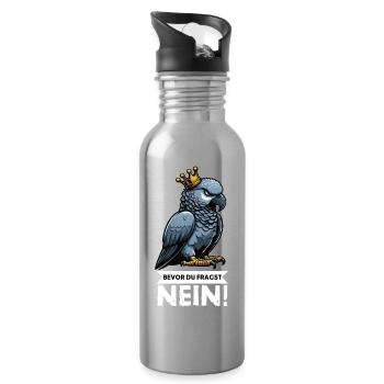 Before you ask: No African grey parrot, parrot, parrot, parrot - Water bottle with straw - silver - Right