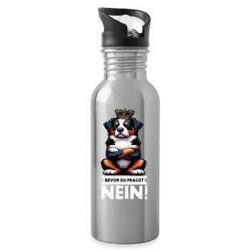 Bevor Du Fragst Nein Appenzeller Sennenhund  - Trinkflasche mit integriertem Trinkhalm - Lightsilver - Rechts