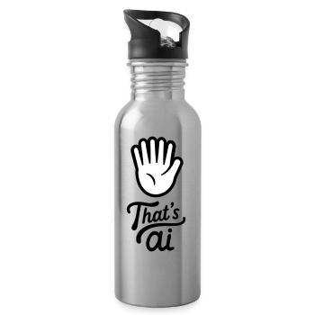 Handgeschrieben "Das ist KI" mit 6 Fingern - Trinkflasche mit integriertem Trinkhalm - Lightsilver - Rechts