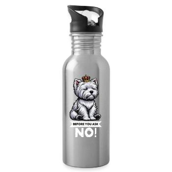 Avant de demander Westie, terrier des Highlands de l’Ouest - Gourde avec paille intégrée - argent clair - Droite