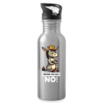 Before You Ask Esel Eselchen Eselhalter Muli Mulis - Trinkflasche mit integriertem Trinkhalm - Lightsilver - Rechts