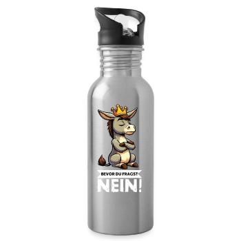 Bevor Du Fragst Nein Esel Eselchen Eselhalter   - Trinkflasche mit integriertem Trinkhalm - Lightsilver - Rechts