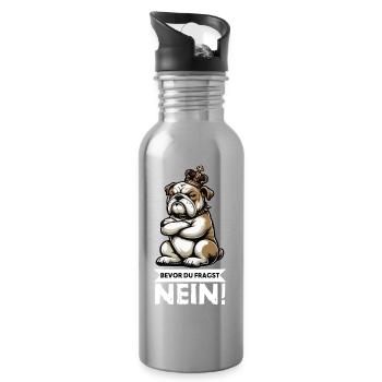 Before you ask No English Bulldog Bully - Water bottle with straw - silver - Right