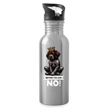 Before You Ask Deutsch Drahthaar Drahthaarhalter - Trinkflasche mit integriertem Trinkhalm - Lightsilver - Rechts
