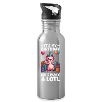 Cute Axolotl Kawaii Axolotl Lover - Water bottle with straw - silver - Right