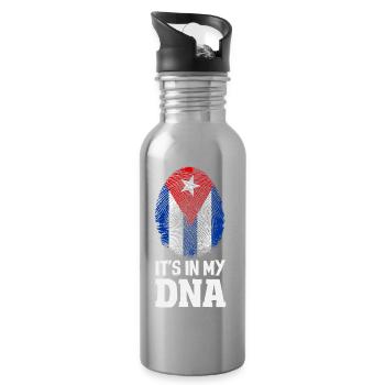 Cuba Pride & Home - Design du drapeau de Cuba - Gourde avec paille intégrée - argent clair - Droite