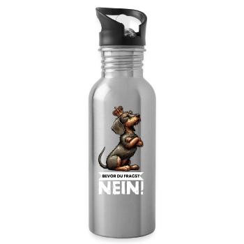 Bevor Du Fragst Nein Rauhaardackel Dackel Teckel - Trinkflasche mit integriertem Trinkhalm - Lightsilver - Rechts