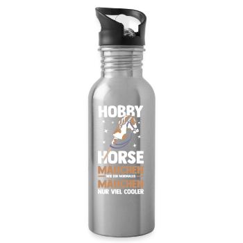 Steckenpferd Hobbyhorse Hobby Horsing - Trinkflasche mit integriertem Trinkhalm - Lightsilver - Rechts