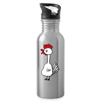 Les enfants poulets minimalistes - Gourde avec paille intégrée - argent clair - Droite