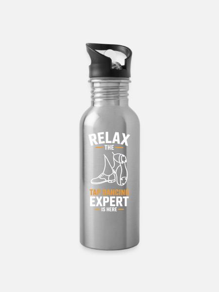 Stepptanz Stepptänzer Geschenk - Trinkflasche mit integriertem Trinkhalm - Lightsilver