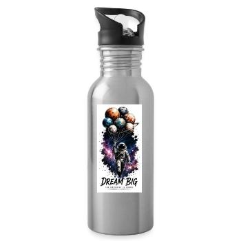 Traum Groß im Weltraum Ballon-Astronaut - Trinkflasche mit integriertem Trinkhalm - Lightsilver - Rechts