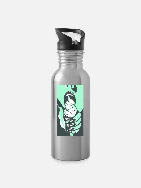 icekiss_fill - Water bottle with straw - silver