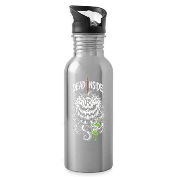 Tot im Inneren: Kürbisschädel und Tentakel - Trinkflasche mit integriertem Trinkhalm - Lightsilver - Rechts