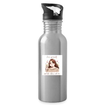 Une jolie femme ronde qui s’aime - Gourde avec paille intégrée - argent clair - Droite