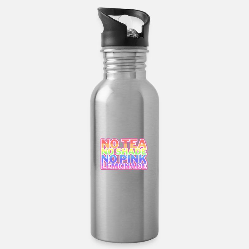 Pas de thé, pas de teinte, pas de limonade rose (mèmes RPDR) - Gourde avec paille intégrée - argent clair